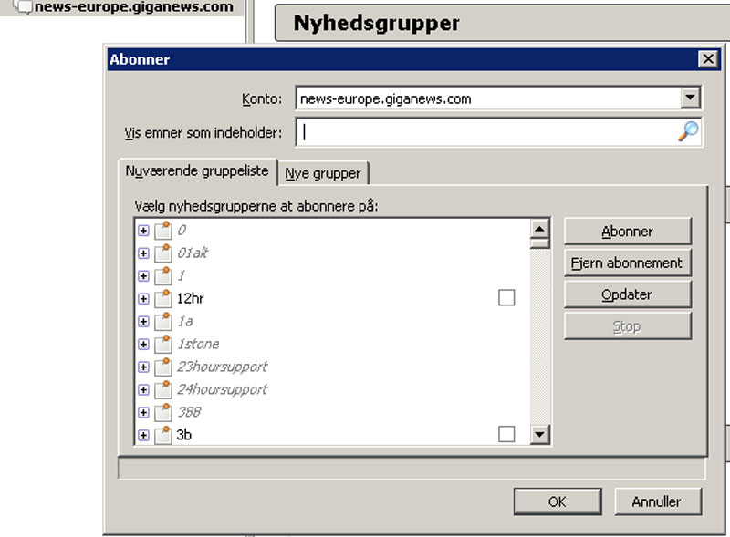 ops�tning af news